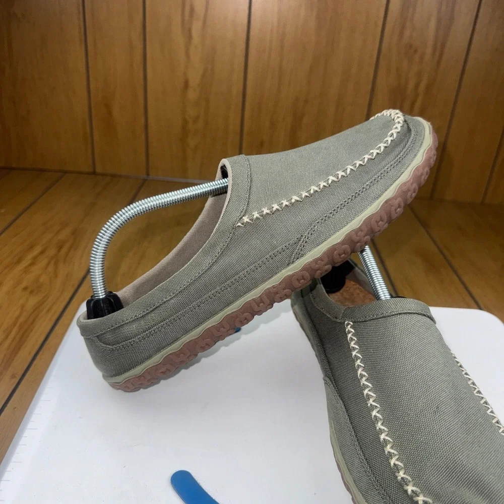 LL Bean‎ Mens Comfort Canvas Slip On Shoes Olive Green Loafers 515978 Size 10 M